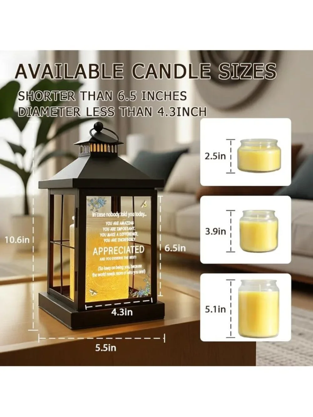 Decorative Candle Warmer Lantern With Timer & Dimmer Safe Enclosed Design
